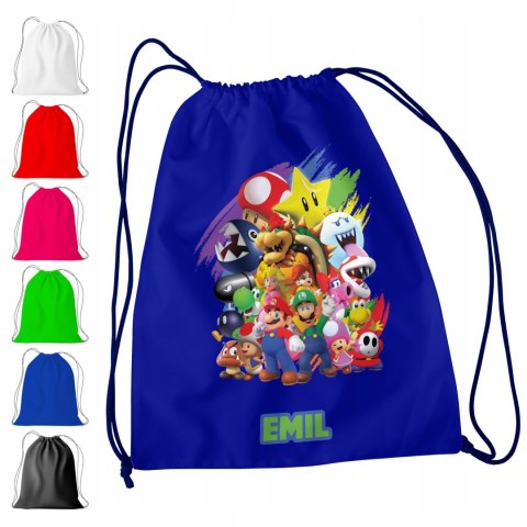 WOREK PLECAK SPORTOWY NA WF DLA DZIECI - SUPER MARIO BROS + IMIĘ! LUIGI WOREK PLECAK SPORTOWY NA WF DLA DZIECI - SUPER MARIO BROS + IMIĘ! LUIGI